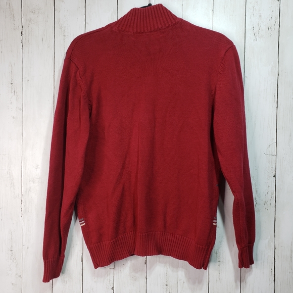 Oscar De La Renta Men's Red Cotton ¼ Zip Sweater - Picture 3 of 5